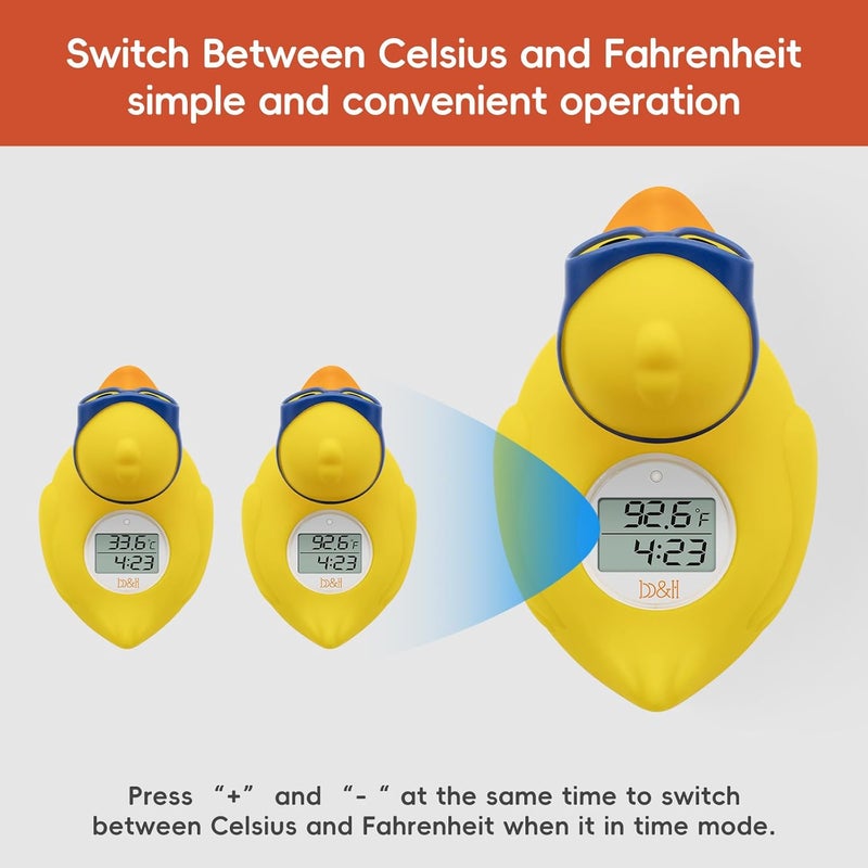 BH Baby Bath Thermometer and Room Thermometer - Upgraded Sensor, The Infant Tub Water Temperature Thermometer Floating Toy Safety Products (Diving-Goggles Duck) - Image 4